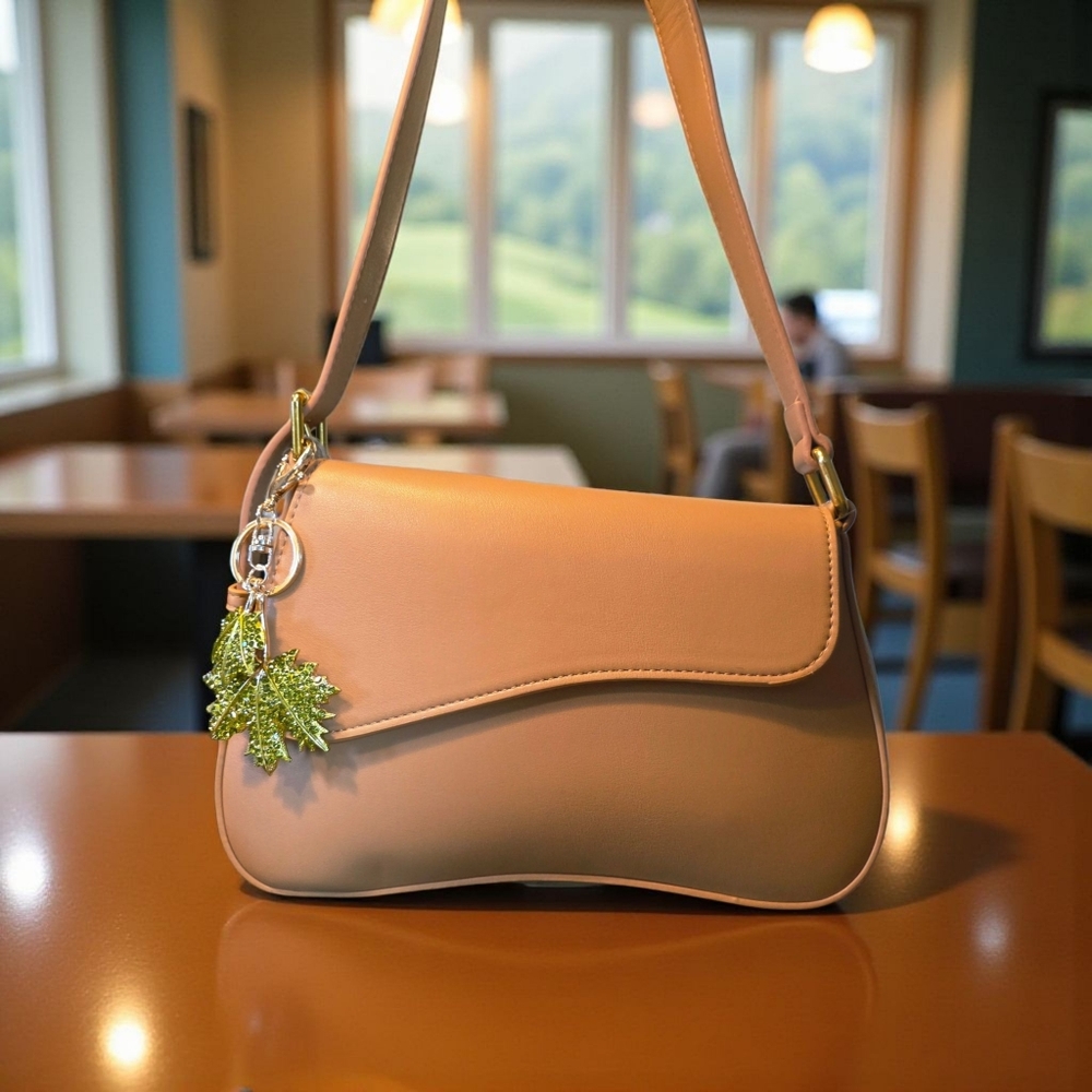 PRICE DROP!! Front Flap Handbag in Camel with Bag Charm NWT